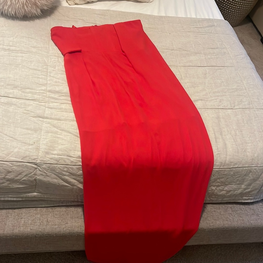 BCBG red strapless full length dress